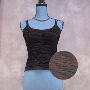 NEW Acousma Paris Black over Red Ruched Camisole